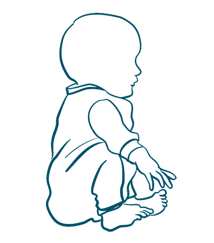 Physiotherapie für Säuglinge - Sitzendes Baby von der Seite